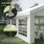 Carpa para Fiesta Cochera Gazebo 6x4m Pergola Cenador Pabellón 4 Paneles Laterales Ventanas Anti-UV para Eventos Bodas Acero PE