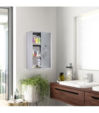 Armario de Medicinas Botiquín Gabinete de Primero Auxilios Acero Inox 3 Estantes Caja Colgante de Pared con Cerradura