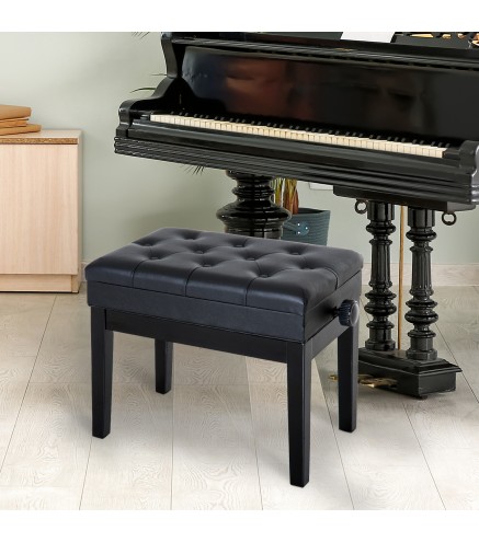 Banqueta para Piano Banco para Piano con Ajustable en Altura de 48 a 58 cm Espacio de Almacenamiento Patas de Madera Taburete pa