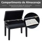 Banqueta para Piano Banco para Piano con Ajustable en Altura de 48 a 58 cm Espacio de Almacenamiento Patas de Madera Tab