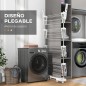 Tendedero de Ropa Plegable 80x55x172 cm con 6 Ruedas y 4 Estantes con Altura Regulable de Acero Inoxidable Plateado