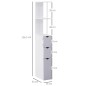 Columna de Baño Moderno Mueble Auxiliar de Baño con 2 Estantes 2 Cajones y 1 Puerta Antivuelco 15x33x136,8 cm Blanco
