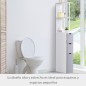 Columna de Baño Moderno Mueble Auxiliar de Baño con 2 Estantes 2 Cajones y 1 Puerta Antivuelco 15x33x136,8 cm Blanco