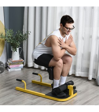 3-en-1 Máquina Equipo de Sentadilla para Ejercicios Abdominales Tablero Supino Multifuncional Ayuda en Cuclillas Equipo Amarillo