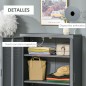 Armario Metálico con Doble Puerta y 2 Baldas Ajustables Mueble Multiusos para Oficina Salón Dormitorio 75x33x110cm Gris