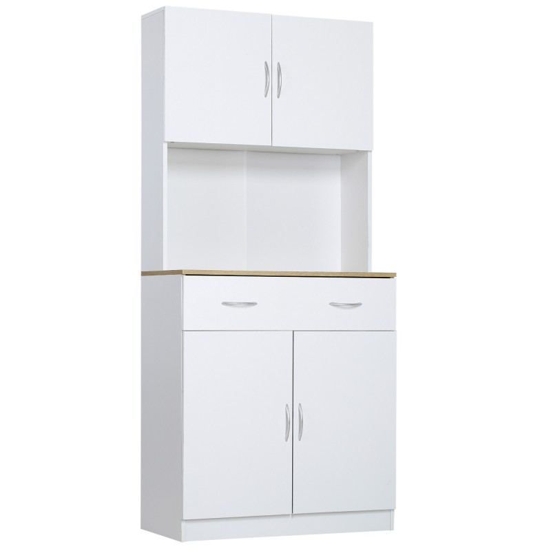 Armario Alacena de Cocina con Cajón 4 Puertas y Estantes Interiores Ajustables Mueble de Almacenaje 80x40x180 cm Blanco Armario Alacena de Cocina con Cajón 4 Puertas y Estantes Interiores Ajustables Mueble de Almacenaje 80x40x180 cm Blanco