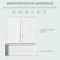 Armario Baño de Pared con 2 Puertas Estante Interior Ajustable y Compartimento Abierto Mueble Auxiliar Suspendido Multiu