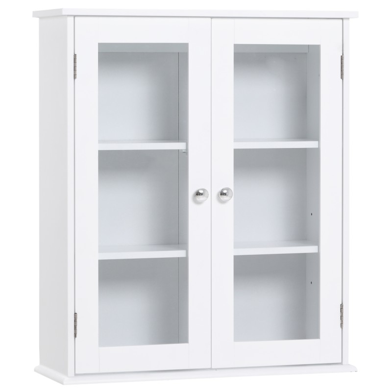 Armario de Pared Baño de 2 Puertas de Cristal Armario Colgante Multiusos para Cocina Salón con Estantes Interiores y Bal Armario de Pared Baño de 2 Puertas de Cristal Armario Colgante Multiusos para Cocina Salón con Estantes Interiores y Bal