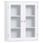 Armario de Pared Baño de 2 Puertas de Cristal Armario Colgante Multiusos para Cocina Salón con Estantes Interiores y Bal Armario de Pared Baño de 2 Puertas de Cristal Armario Colgante Multiusos para Cocina Salón con Estantes Interiores y Bal
