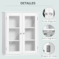 Armario de Pared Baño de 2 Puertas de Cristal Armario Colgante Multiusos para Cocina Salón con Estantes Interiores y Bal Armario de Pared Baño de 2 Puertas de Cristal Armario Colgante Multiusos para Cocina Salón con Estantes Interiores y Bal