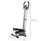 Máquina de Step Stepper Fitness con Manillar Altura Ajustable Pantalla LCD Cintas y Pedales Antideslizantes Equipo de Ejercicio