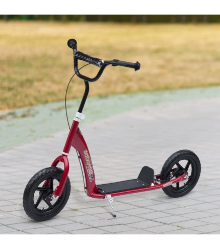 Patinete para Niños de 5-12 Años Scooter de 2 Ruedas Grandes de 12 Pulgadas con Freno y Manillar Ajustable en Altura Carga Máx.