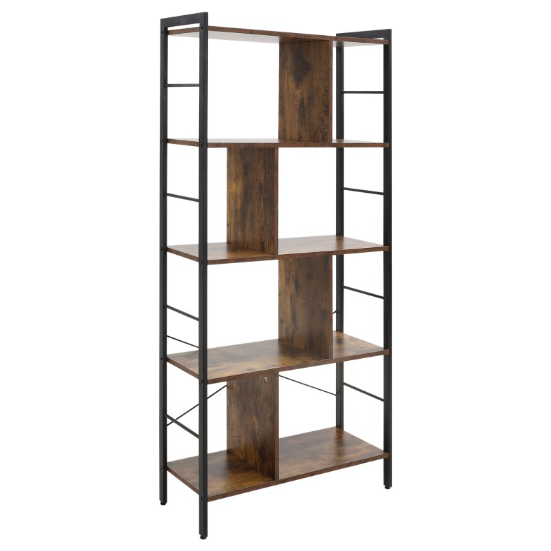 Estantería Librería de 4 Niveles con 8 Compartimentos de Almacenamiento Estilo Industrial para Sala de Estar Oficina Dormitorio
