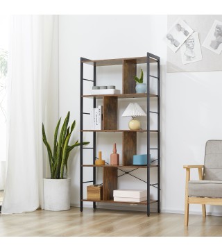Estantería Librería de 4 Niveles con 8 Compartimentos de Almacenamiento Estilo Industrial para Sala de Estar Oficina Dor