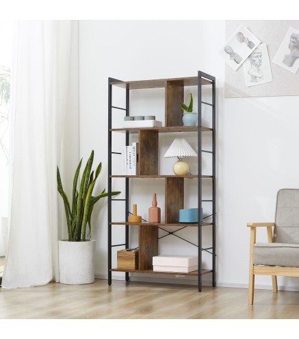 Estantería Librería de 4 Niveles con 8 Compartimentos de Almacenamiento Estilo Industrial para Sala de Estar Oficina Dor