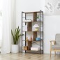 Estantería Librería de 4 Niveles con 8 Compartimentos de Almacenamiento Estilo Industrial para Sala de Estar Oficina Dormitorio