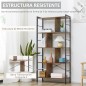 Estantería Librería de 4 Niveles con 8 Compartimentos de Almacenamiento Estilo Industrial para Sala de Estar Oficina Dormitorio