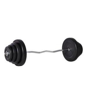Barra de Pesas Curvada 70 kg Barra de Rizo Set de Musculación con 8 Discos de Pesos 2,5kg-15kg Intercambiables para Mancuernas/B