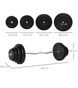 Barra de Pesas con 8 Discos