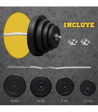 Barra de Pesas con 8 Discos