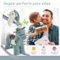 Caballito Balancín para Niños 18-36 Meses Caballo Mecedora Felpa con Osito de Peluche Sonidos de Relincho y Galope Base de Mader