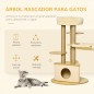 Árbol Rascador para Gatos Ø60x99 cm con Cueva Triangular de Fieltro Extraíble Hamaca Cama Lavable Postes Rascador de Yute Plataf