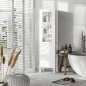 Armario Alto para Baño Mueble Columna de Baño con Puerta de Cristal Estantes Ajustables y 2 Cajones 43x35x160 cm Blanco