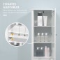 Armario Alto para Baño Mueble Columna de Baño con Puerta de Cristal Estantes Ajustables y 2 Cajones 43x35x160 cm Blanco