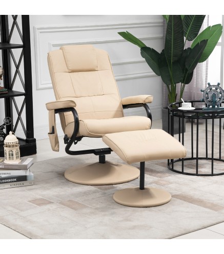 Sillón Relax Reclinable con Reposapiés Sillón de Masaje Eléctrico con 10 Puntos de Masaje Sillón Relax Giratorio con Mando a Dis