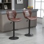 Juego de 2 Taburetes de Bar Tapizado en Cuero Sintético Taburetes Altos de Comedor Regulable en Altura Giratorio con Res