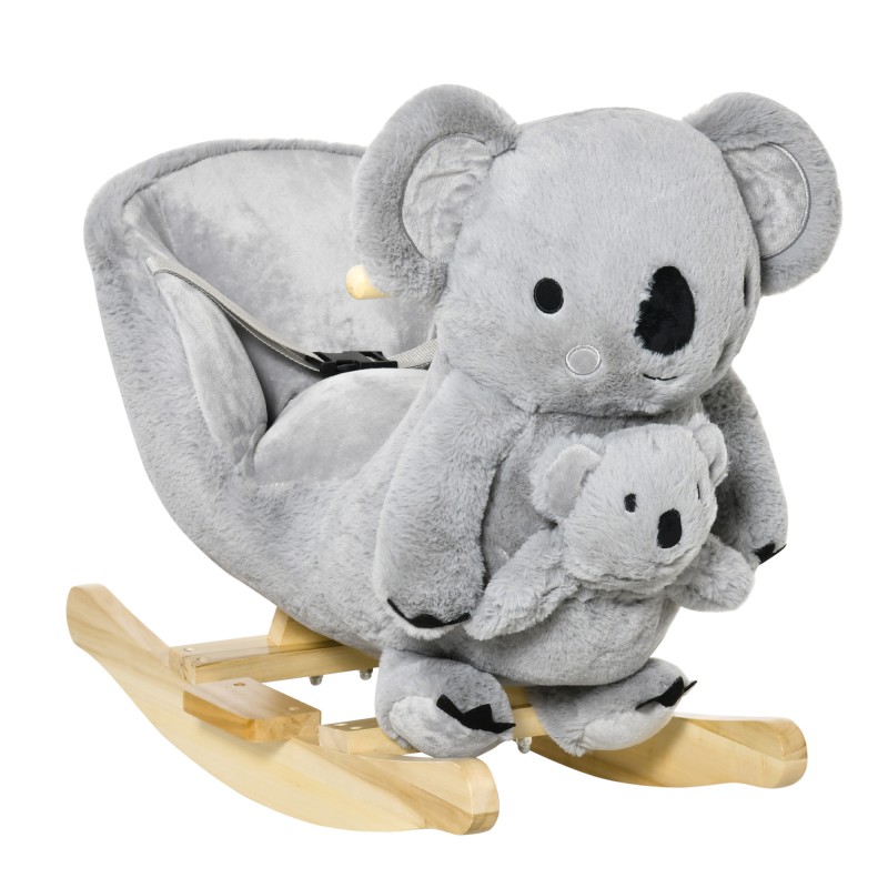 Caballito Balancín Infantil en Forma de Koala con Títere para Bebés 18-36 Meses con Sonido Cinturón de Seguridad y Reposapiés 60 Caballito Balancín Infantil en Forma de Koala con Títere para Bebés 18-36 Meses con Sonido Cinturón de Seguridad y Reposapiés 60