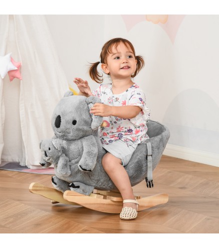 Caballito Balancín Infantil en Forma de Koala con Títere para Bebés 18-36 Meses con Sonido Cinturón de Seguridad y Reposapiés 60