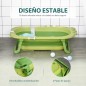 Bañera Plegable para Bebé Bañera Bebé 0-3 Años 50 Litros con Cojín Cómodo y Patas Plegables Carga 50 kg 80x53,9x20,8 cm Verde