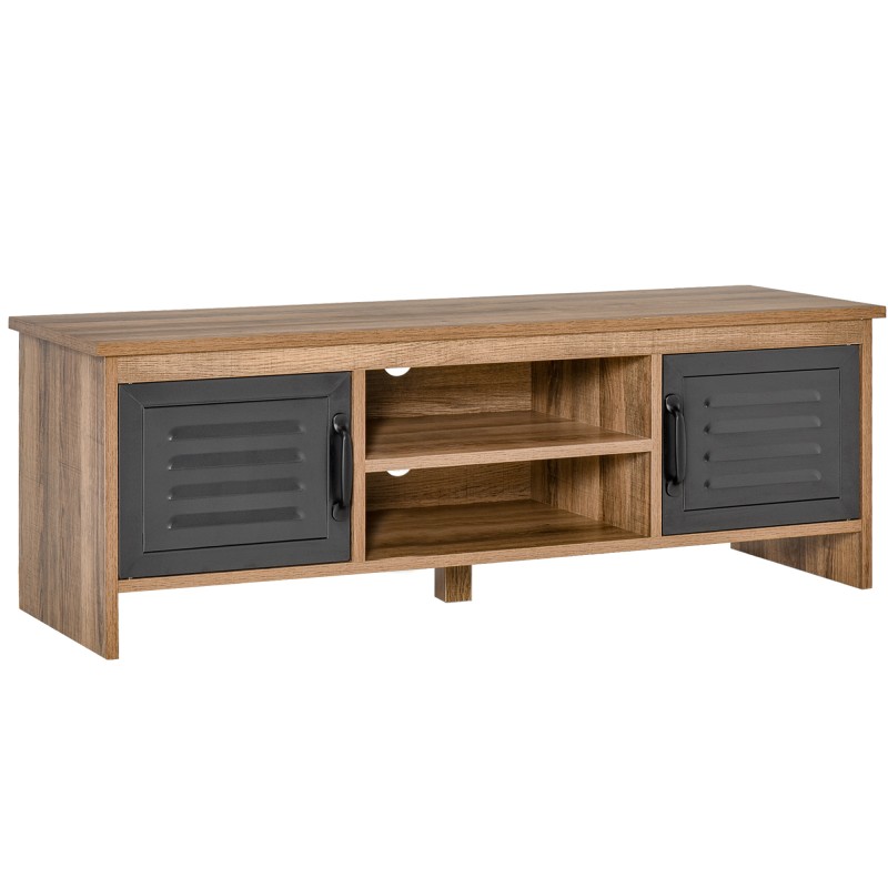 Mueble de TV para Televisores de 42" con 2 Compartimentos Cerrados con Puertas de Metal y 2 Estantes Abiertos Mueble de salón mo