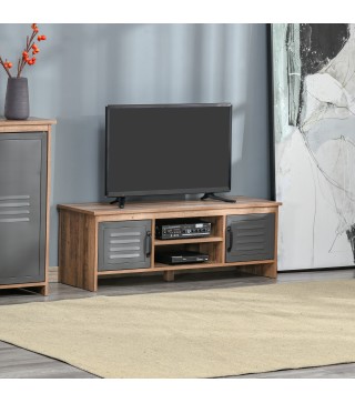 Mueble de TV para Televisores de 42" con 2 Compartimentos Cerrados con Puertas de Metal y 2 Estantes Abiertos Mueble de