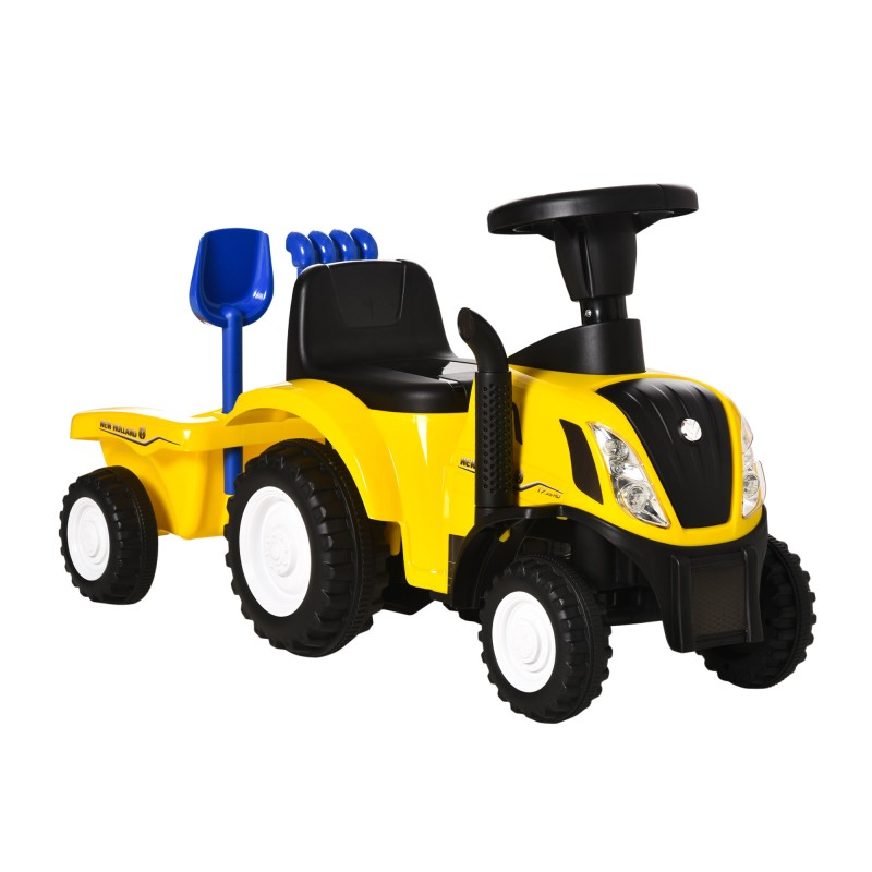 Tractor para Niños de 12-36 Meses con Remolque Extraíble Coche Correpasillos con Bocina Faros Pala Asiento de Suelo 25 cm y Rast