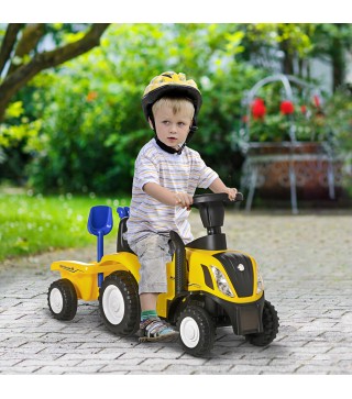 Tractor para Niños de 12-36 Meses con Remolque Extraíble Coche Correpasillos con Bocina Faros Pala Asiento de Suelo 25 cm y Rast