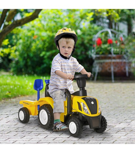 Tractor para Niños de 12-36 Meses con Remolque Extraíble Coche Correpasillos con Bocina Faros Pala Asiento de Suelo 25 cm y Rast