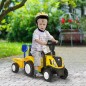 Tractor para Niños de 12-36 Meses con Remolque Extraíble Coche Correpasillos con Bocina Faros Pala Asiento de Suelo 25 cm y Rast