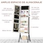 Espejo Joyero de Pie Cuerpo Entero Ajustable en Ángulo Armario de Joyería con Estante Inferior Cerradura Magnética Ranur