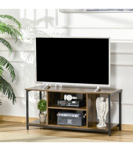 Mueble de TV para Televisores hasta 55 Pulgadas con 4 Compartimentos Estante Ajustable 110x40x50 cm Marrón Rústico