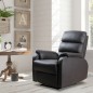 Sillón Relax Reclinable Manual, Sillón Relax Tapizado en PU con Reposapiés Retráctil, Acolchado Grueso, Butaca Reclinable hasta