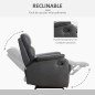 Sillón Relax Reclinable Manual, Sillón Relax Tapizado en PU con Reposapiés Retráctil, Acolchado Grueso, Butaca Reclinable hasta