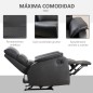 Sillón Relax Reclinable Manual, Sillón Relax Tapizado en PU con Reposapiés Retráctil, Acolchado Grueso, Butaca Reclinable hasta