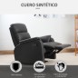 Sillón Relax Reclinable Manual, Sillón Relax Tapizado en PU con Reposapiés Retráctil, Acolchado Grueso, Butaca Reclinable hasta