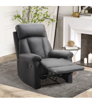 Sillón Relax Reclinable hasta 150° Tapizado en PU Butaca de Salón con Reposapiés Retráctil Respaldo Alto Resposabrazos p