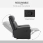 Sillón Relax Reclinable hasta 150° Tapizado en PU Butaca de Salón con Reposapiés Retráctil Respaldo Alto Resposabrazos para Dorm