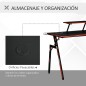 Mesa Gaming Escritorio para Computadora PC con Soporte para Monitor y Altavoz Portavasos Gancho para Auriculares Fibra de Carbon