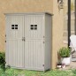 Armario de Madera para Exterior para Herramientas de Jardinería con Doble Puerta y Estantes 127,5x50x164 cm Gris