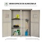 Armario de Madera para Exterior para Herramientas de Jardinería con Doble Puerta y Estantes 127,5x50x164 cm Gris